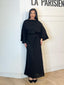 Robe longue en lin ceinturée noir