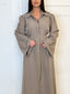 Robe rayure à nouer taupe