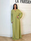 Abaya zip col et détail manches vert