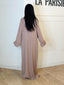 Abaya zip col et détail manches beige
