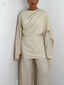 Ensemble détail encolure lin beige