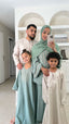 Abaya fille broderie vert