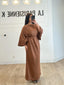 Robe longue en lin ceinturée marron