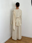 Ensemble détail encolure lin beige