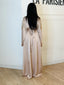 Abaya satiné épaulettes strass beige