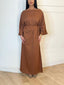 Robe longue en lin ceinturée marron
