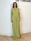 Abaya zip col et détail manches vert
