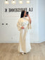 Robe longue en lin ceinturée beige