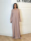 Abaya zip col et détail manches beige