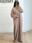 Abaya zip col et détail manches beige