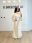 Robe longue en lin ceinturée beige
