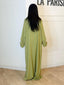 Abaya zip col et détail manches vert