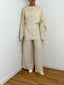 Ensemble détail encolure lin beige