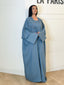 Ensemble robe et kimono avec empiècement fleurs bleu jeans
