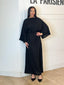 Robe longue en lin ceinturée noir
