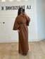 Robe longue en lin ceinturée marron