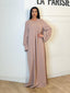 Abaya zip col et détail manches beige