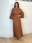 Robe longue en lin ceinturée marron