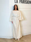 Robe longue en lin ceinturée beige