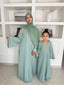 Abaya fille broderie vert