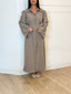 Robe rayure à nouer taupe