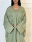 Ensemble robe et kimono avec empiècement fleurs olive