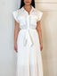 Robe plissée ceinturée blanc