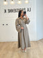 Robe rayure à nouer taupe