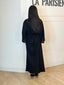 Robe longue en lin ceinturée noir