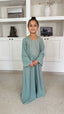 Abaya fille broderie vert