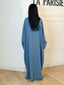 Ensemble robe et kimono avec empiècement fleurs bleu jeans