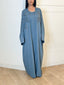 Ensemble robe et kimono avec empiècement fleurs bleu jeans