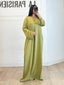Abaya zip col et détail manches vert