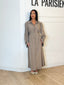 Robe rayure à nouer taupe