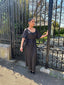 Robe satinée noir