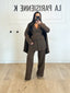 Tailleur veste cape et pantalon chocolat