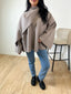 Manteau cape en laine taupe