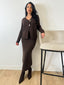 Ensemble cardigan et jupe chocolat