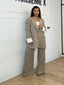 Ensemble blazer et pantalon rayure taupe