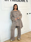 Ensemble gilet cape et pantalon taupe