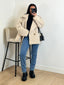 Manteau court a poil beige