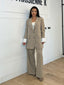 Ensemble blazer et pantalon rayure taupe