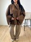 Manteau cape en laine chocolat