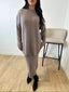 Ensemble pull mi long et jupe taupe