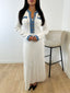 Robe blanche en maille col en jeans