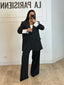 Ensemble blazer et pantalon rayure noir