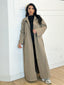 Veste trench long a bouton taupe