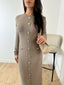 Robe longue a bouton taupe