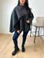 Manteau cape en laine noir