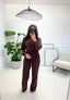 Ensemble chocolat chemise et pantalon droit